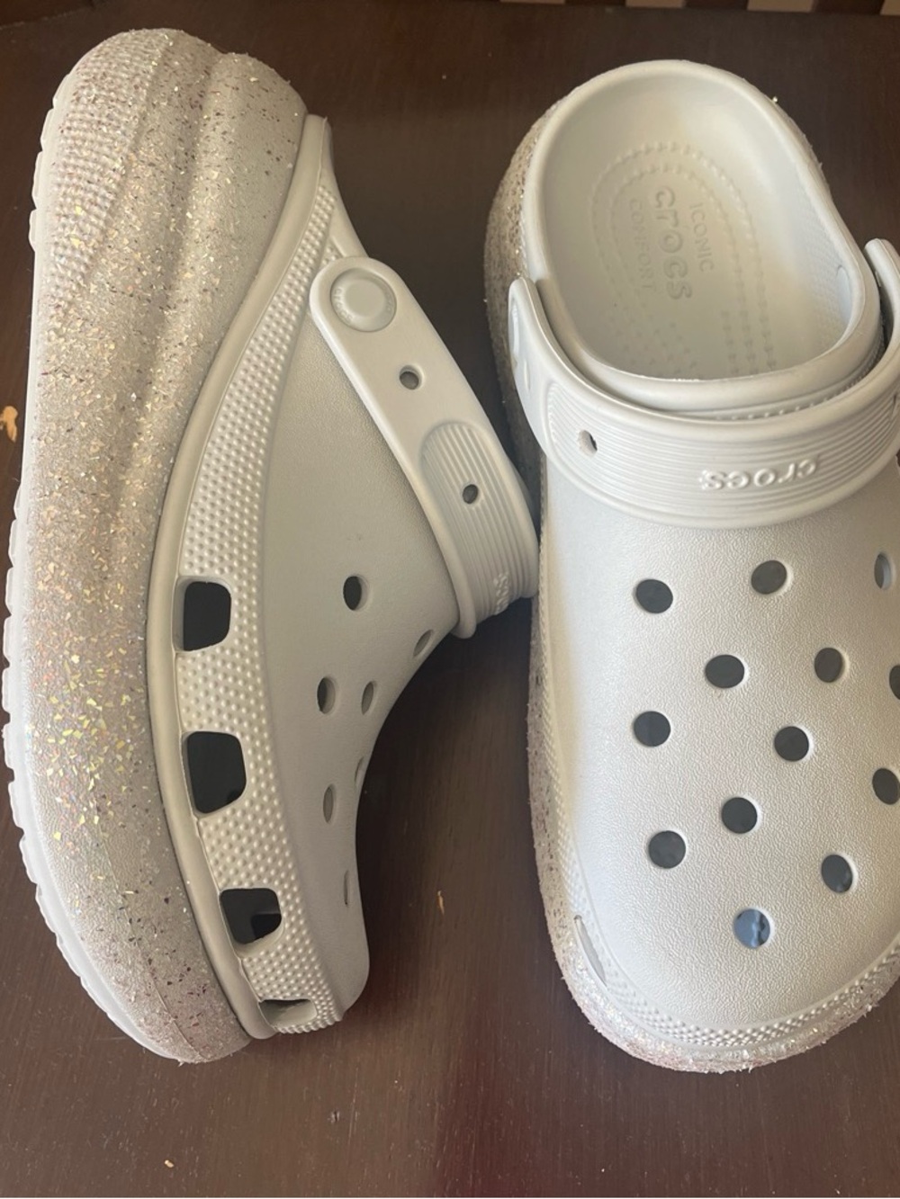 Woman Light Gray Classic Clog with Heel Strap